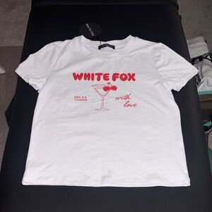 White Fox Boutique White and Red Graphic Tee